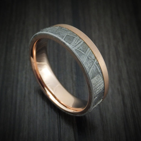 Echelon XVII - 14K Rose Gold and Gibeon Meteorite Men's Wedding Ring Band - Nura Lab