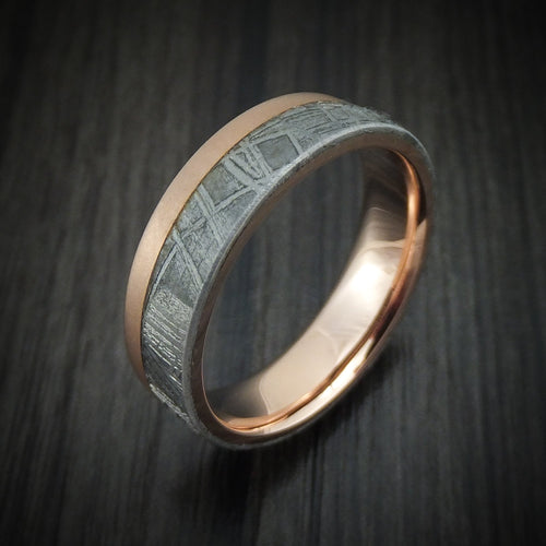 Echelon XVII - 14K Rose Gold and Gibeon Meteorite Men's Wedding Ring Band - view 4 - Nura Lab