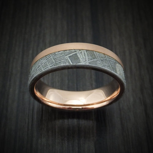Echelon XVII - 14K Rose Gold and Gibeon Meteorite Men's Wedding Ring Band - view 2 - Nura Lab