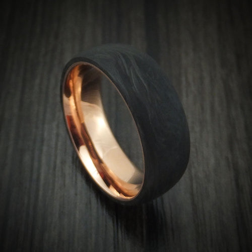 Baron XIV - Solid Forged Carbon Fiber Men's Wedding Ring with 14K Rose Gold Sleeve - Nura Lab