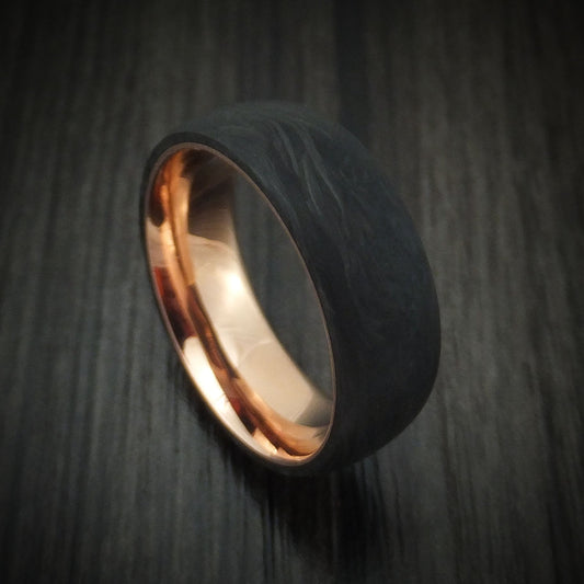 Baron XIV - Solid Forged Carbon Fiber Men's Wedding Ring with 14K Rose Gold Sleeve - Nura Lab