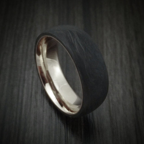 Solstice XIV - Solid Forged Carbon Fiber Men's Wedding Ring with 14K White Gold Sleeve - Nura Lab