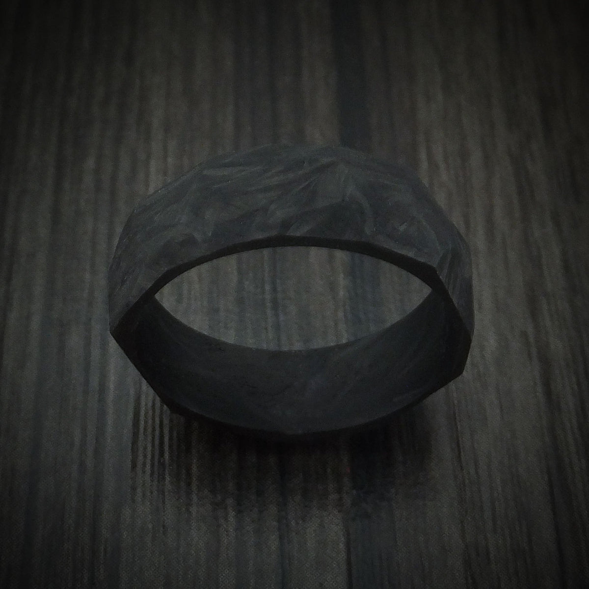 Northwind XIV - Solid Forged Carbon Fiber Faceted Men's Wedding Ring - view 2 - Nura Lab