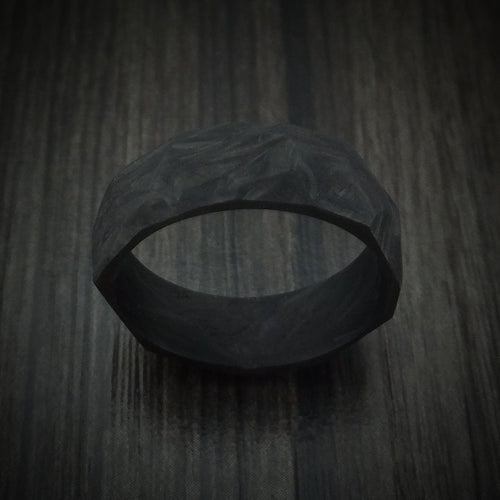 Northwind XIV - Solid Forged Carbon Fiber Faceted Men's Wedding Ring - view 2 - Nura Lab
