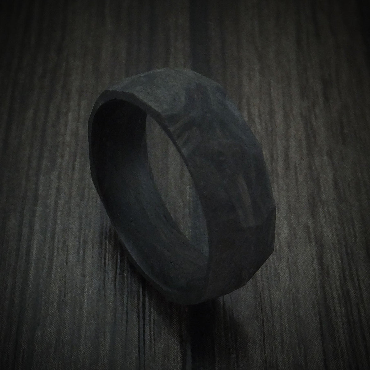 Northwind XIV - Solid Forged Carbon Fiber Faceted Men's Wedding Ring - Nura Lab