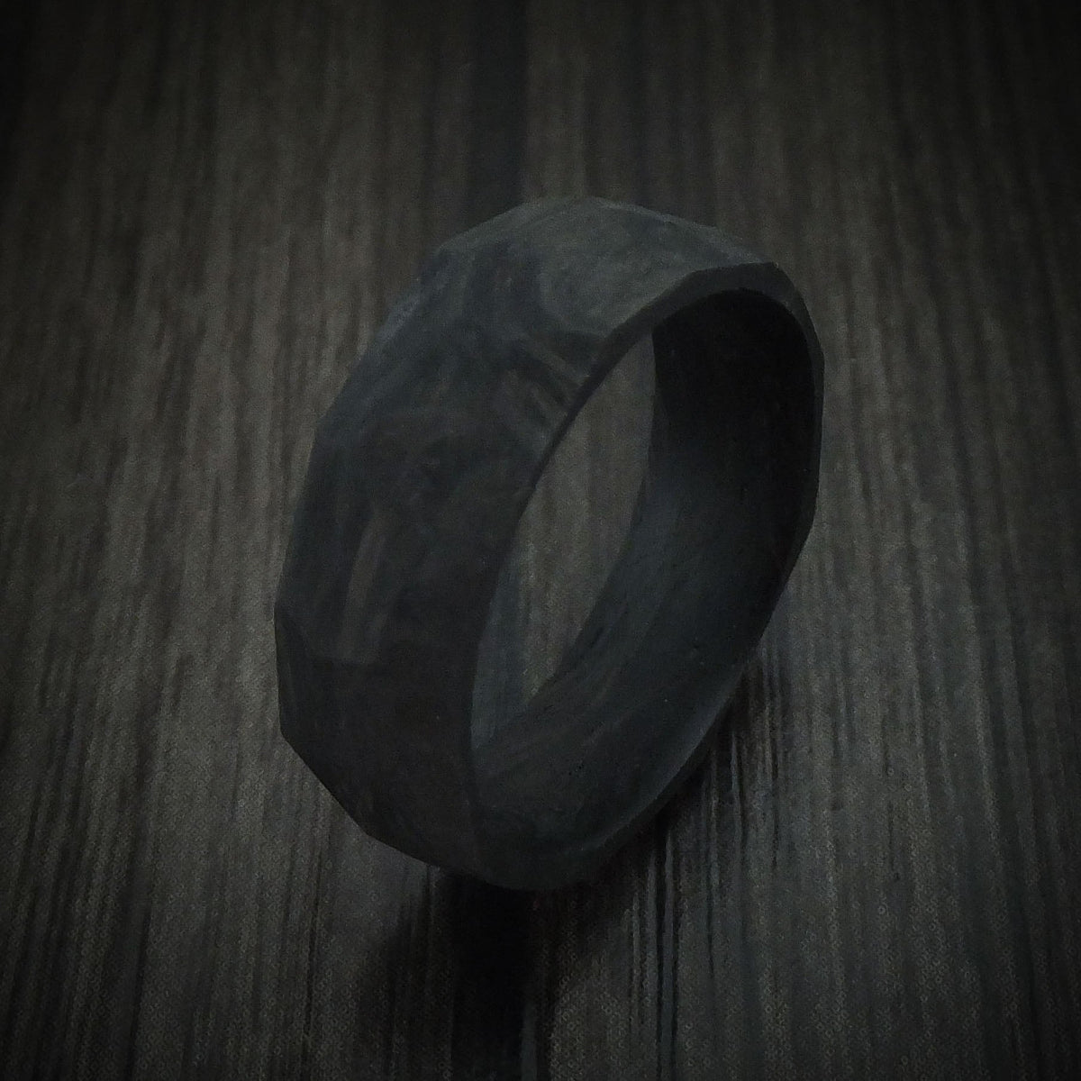 Northwind XIV - Solid Forged Carbon Fiber Faceted Men's Wedding Ring - view 4 - Nura Lab