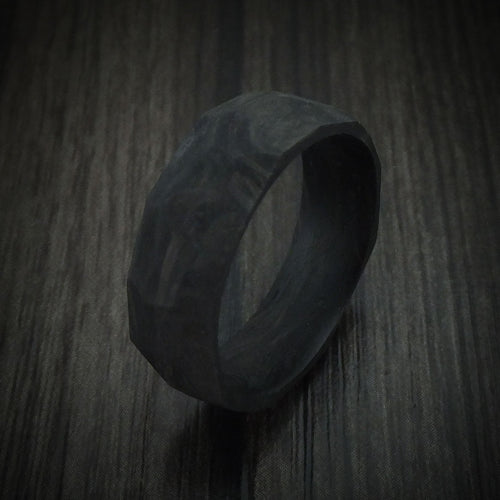 Northwind XIV - Solid Forged Carbon Fiber Faceted Men's Wedding Ring - view 4 - Nura Lab