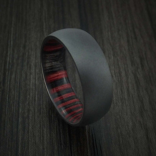 Knight XII - Black Zirconium Men's Wedding Ring with Hardwood Sleeve Band - Nura Lab