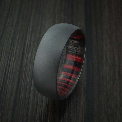 Knight XII - Black Zirconium Men's Wedding Ring with Hardwood Sleeve Band - view 4 - Nura Lab