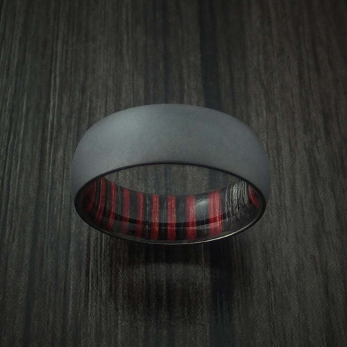 Knight XII - Black Zirconium Men's Wedding Ring with Hardwood Sleeve Band - view 2 - Nura Lab