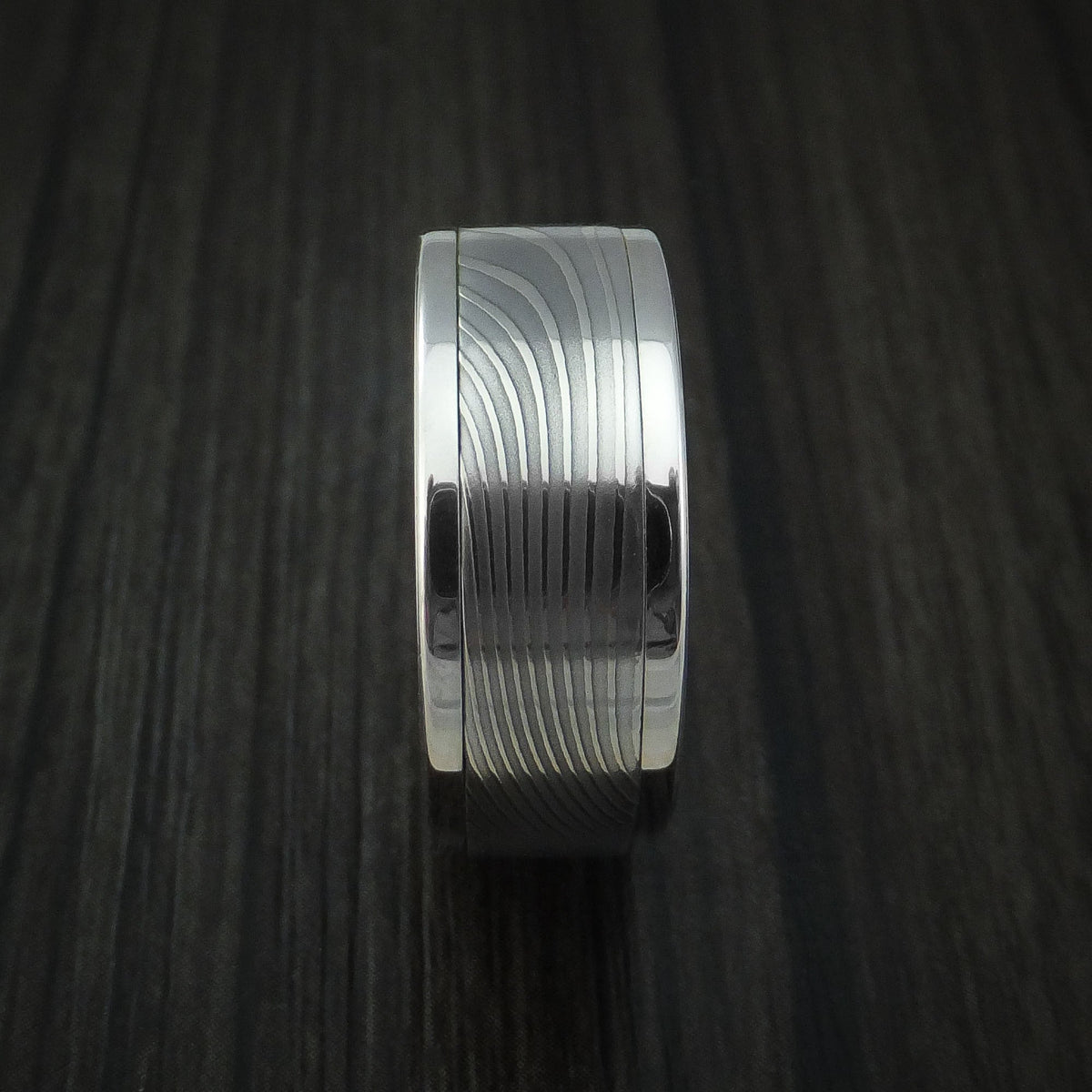 Midnight XI - Flat Twist Damascus Steel in Cobalt Chrome Wedding Men's Wedding Ring - view 3 - Nura Lab