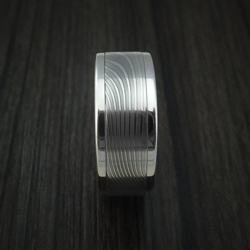 Midnight XI - Flat Twist Damascus Steel in Cobalt Chrome Wedding Men's Wedding Ring - view 3 - Nura Lab