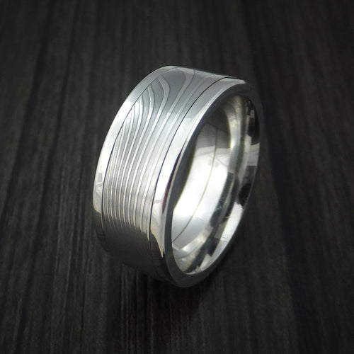 Midnight XI - Flat Twist Damascus Steel in Cobalt Chrome Wedding Men's Wedding Ring - view 4 - Nura Lab