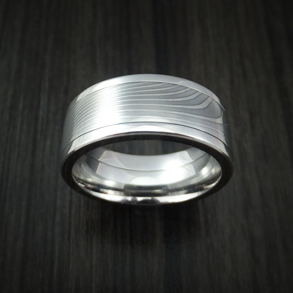 Midnight XI - Flat Twist Damascus Steel in Cobalt Chrome Wedding Men's Wedding Ring - view 2 - Nura Lab