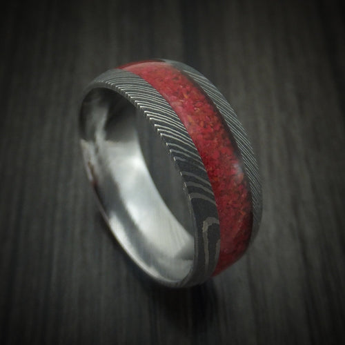 Ash XI - Damascus Steel and Stone Men's Wedding Ring Band - Nura Lab