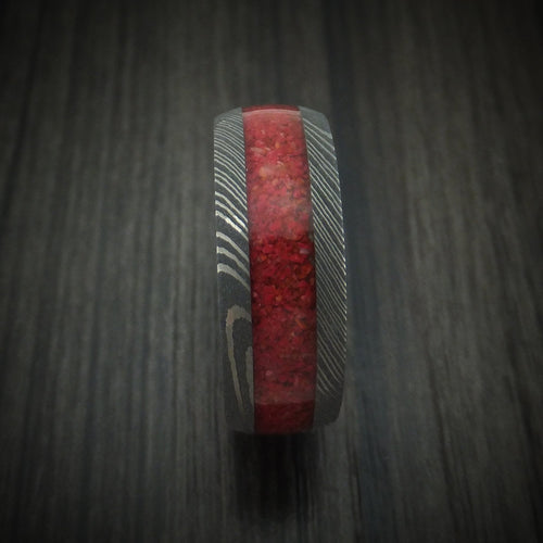 Ash XI - Damascus Steel and Stone Men's Wedding Ring Band - view 3 - Nura Lab