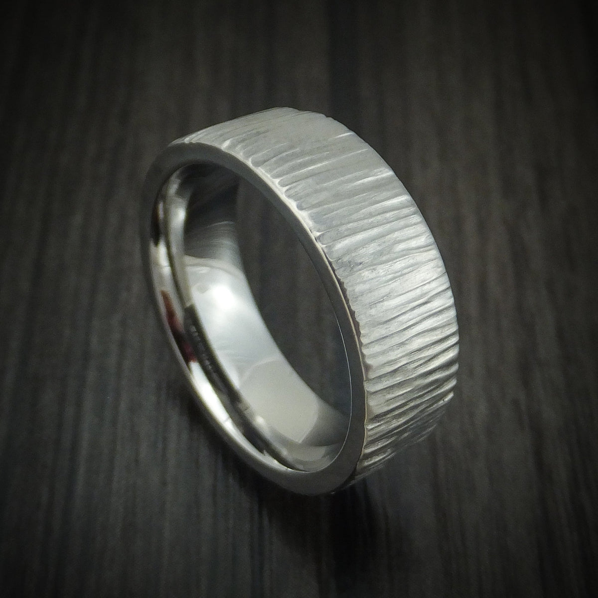 Dominion III - Titanium Tree Bark Finish Men's Wedding Ring - Nura Lab