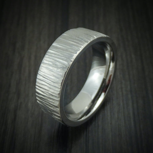 Dominion III - Titanium Tree Bark Finish Men's Wedding Ring - view 4 - Nura Lab