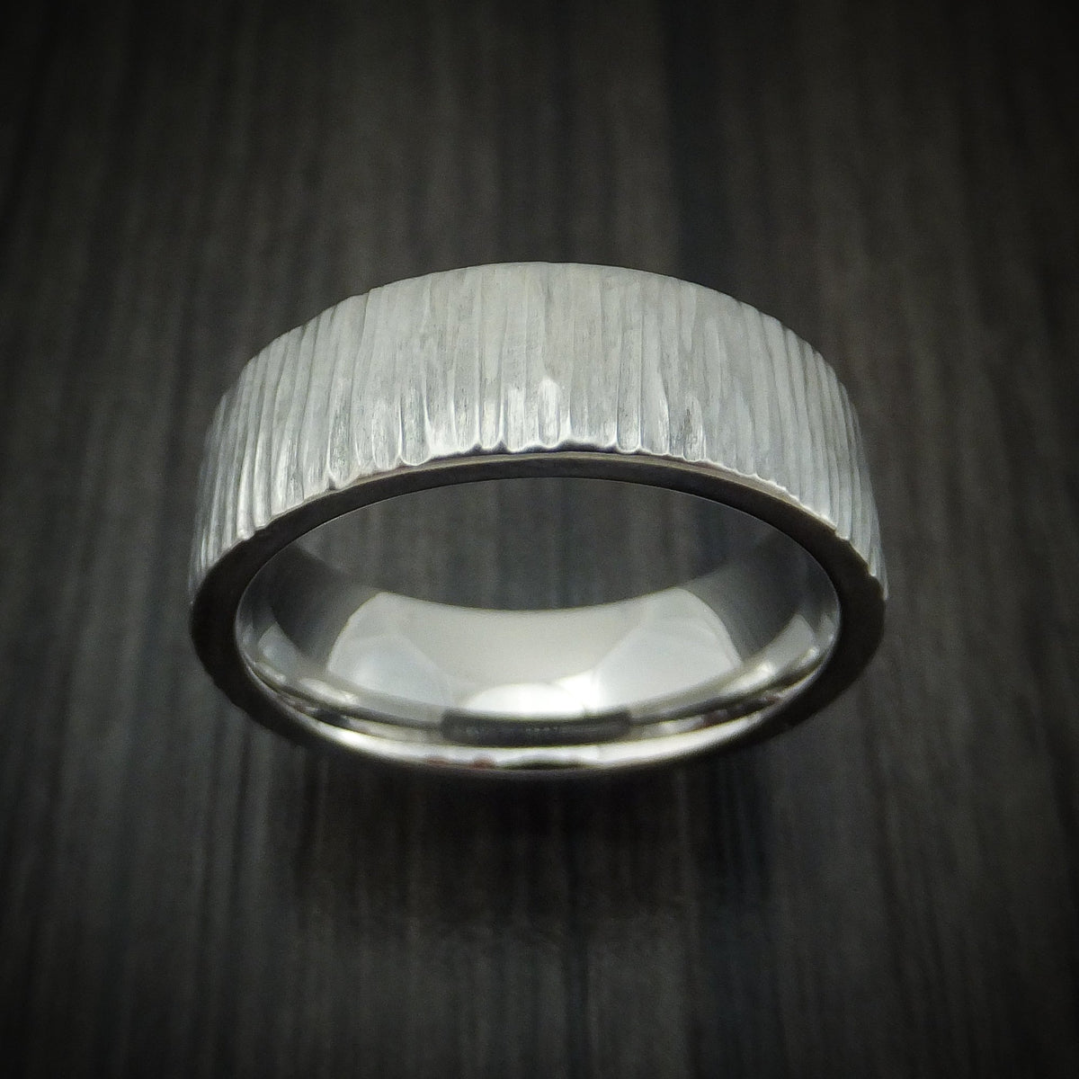 Dominion III - Titanium Tree Bark Finish Men's Wedding Ring - view 2 - Nura Lab
