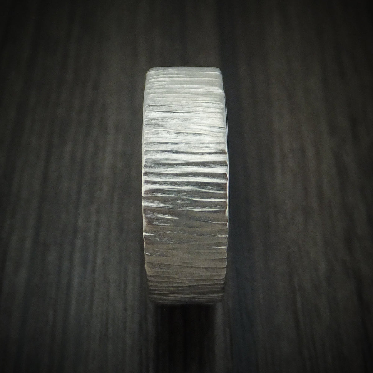 Dominion III - Titanium Tree Bark Finish Men's Wedding Ring - view 3 - Nura Lab