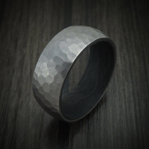 Dynasty XIII - Tantalum and Forged Carbon Fiber Hammered Men's Wedding Ring - view 4 - Nura Lab