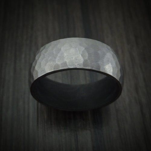 Dynasty XIII - Tantalum and Forged Carbon Fiber Hammered Men's Wedding Ring - view 2 - Nura Lab