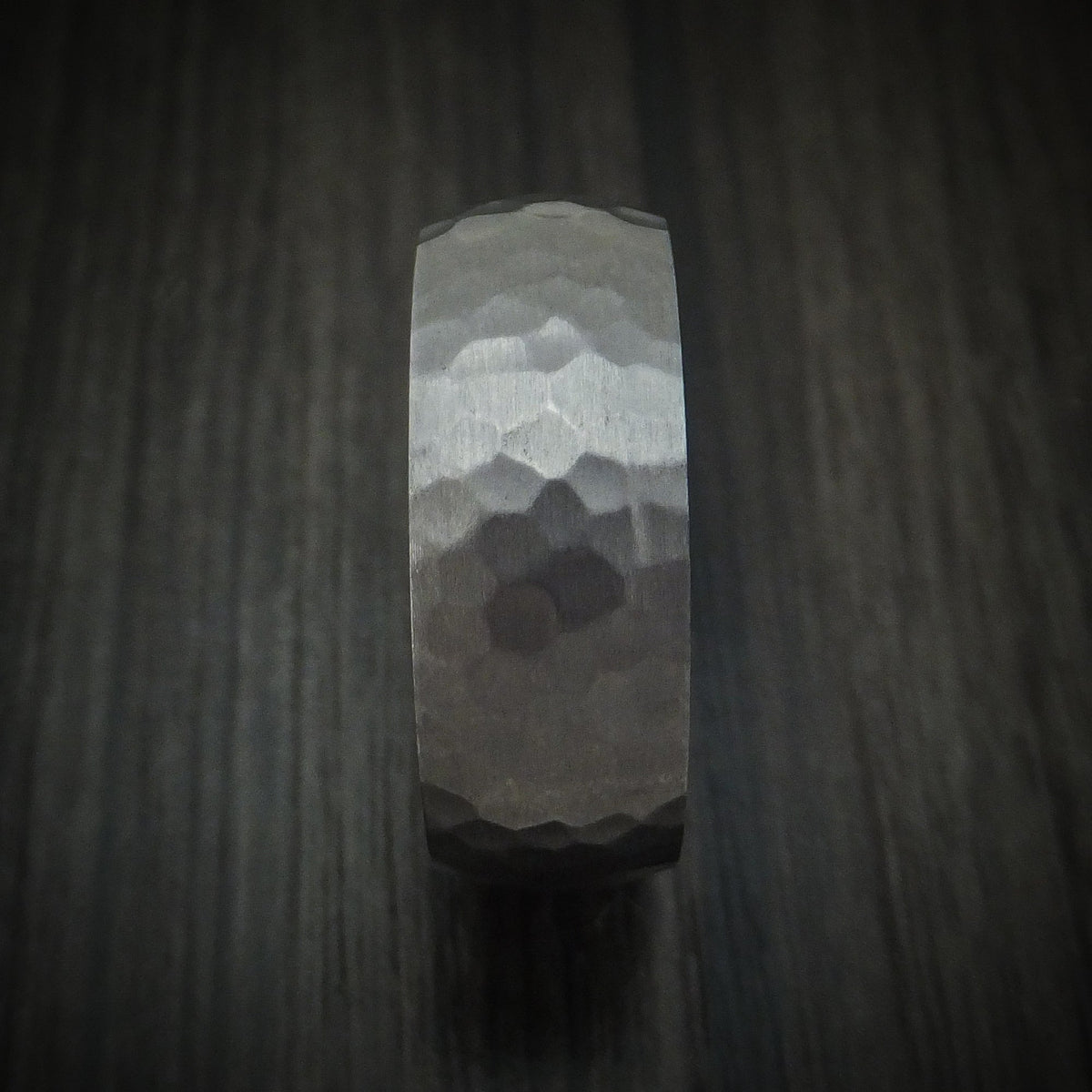 Dynasty XIII - Tantalum and Forged Carbon Fiber Hammered Men's Wedding Ring - view 3 - Nura Lab