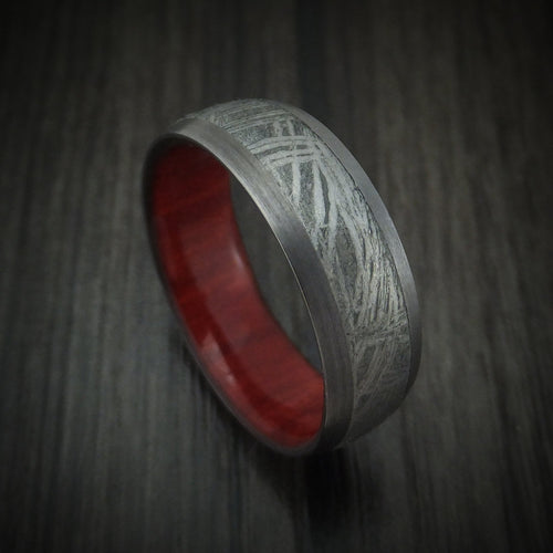 Ranger XII - Tantalum and Meteorite Men's Wedding Ring with Hardwood Sleeve - Nura Lab
