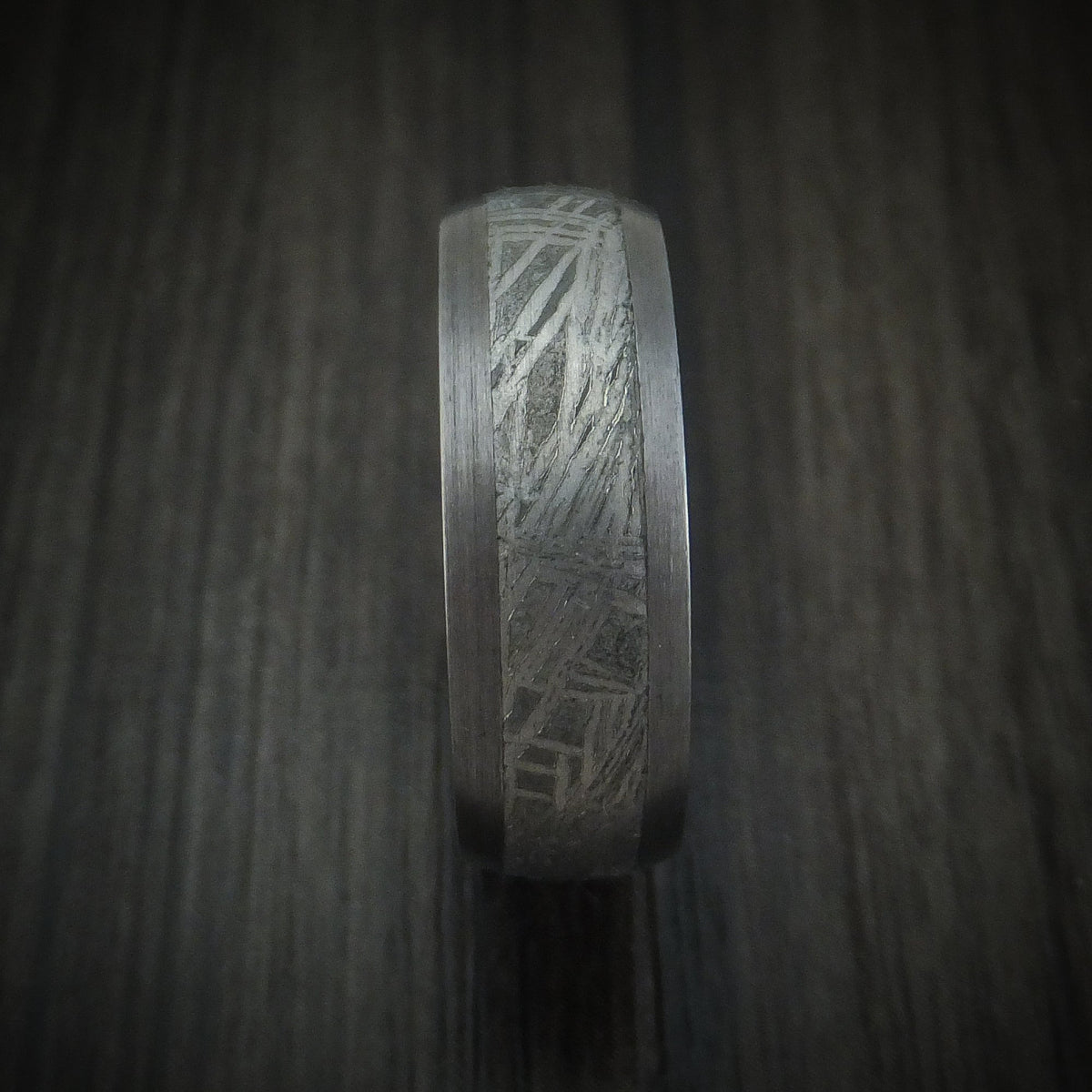 Ranger XII - Tantalum and Meteorite Men's Wedding Ring with Hardwood Sleeve - view 3 - Nura Lab