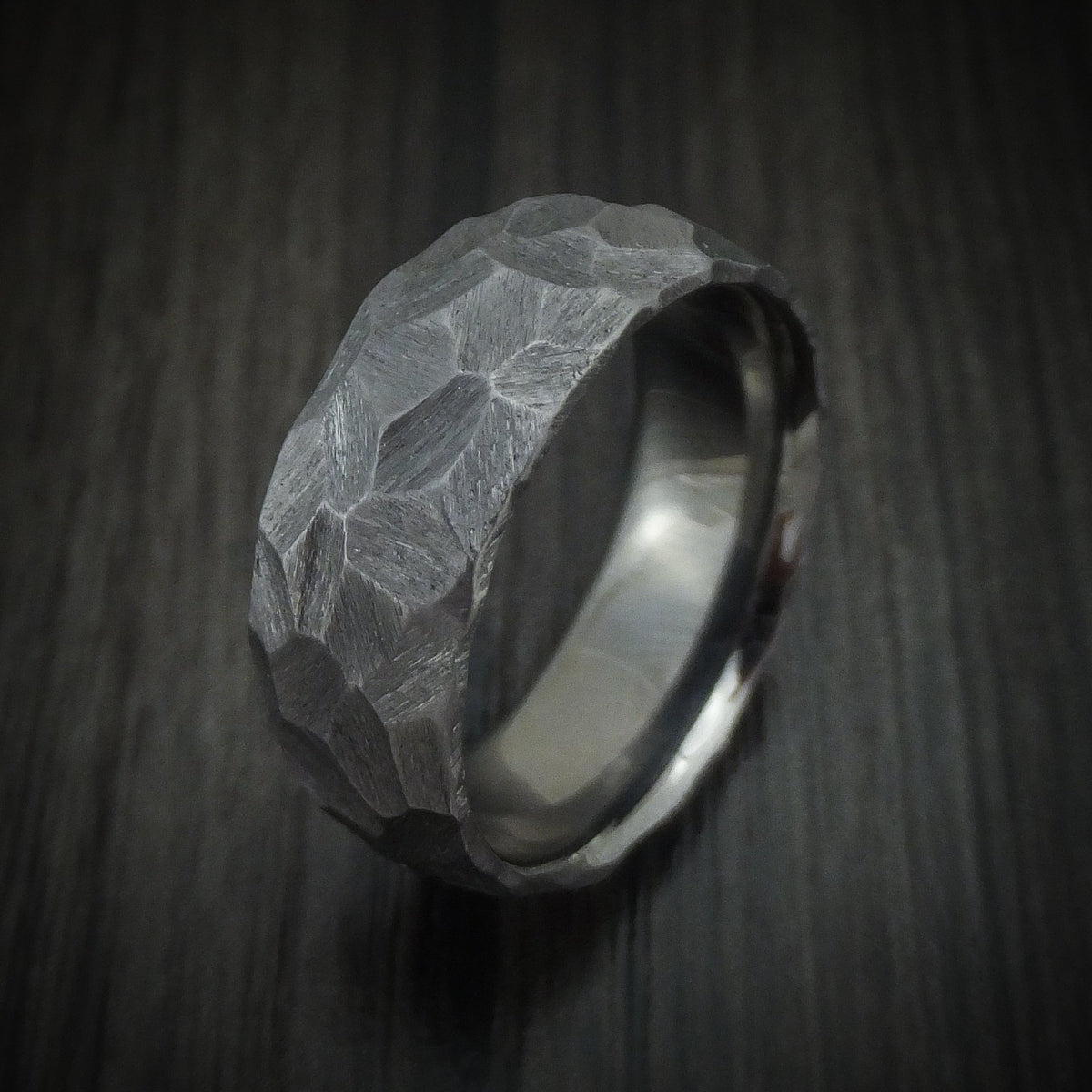 Resolute XIII - Rock Hammered Tantalum Men's Wedding Ring - view 4 - Nura Lab