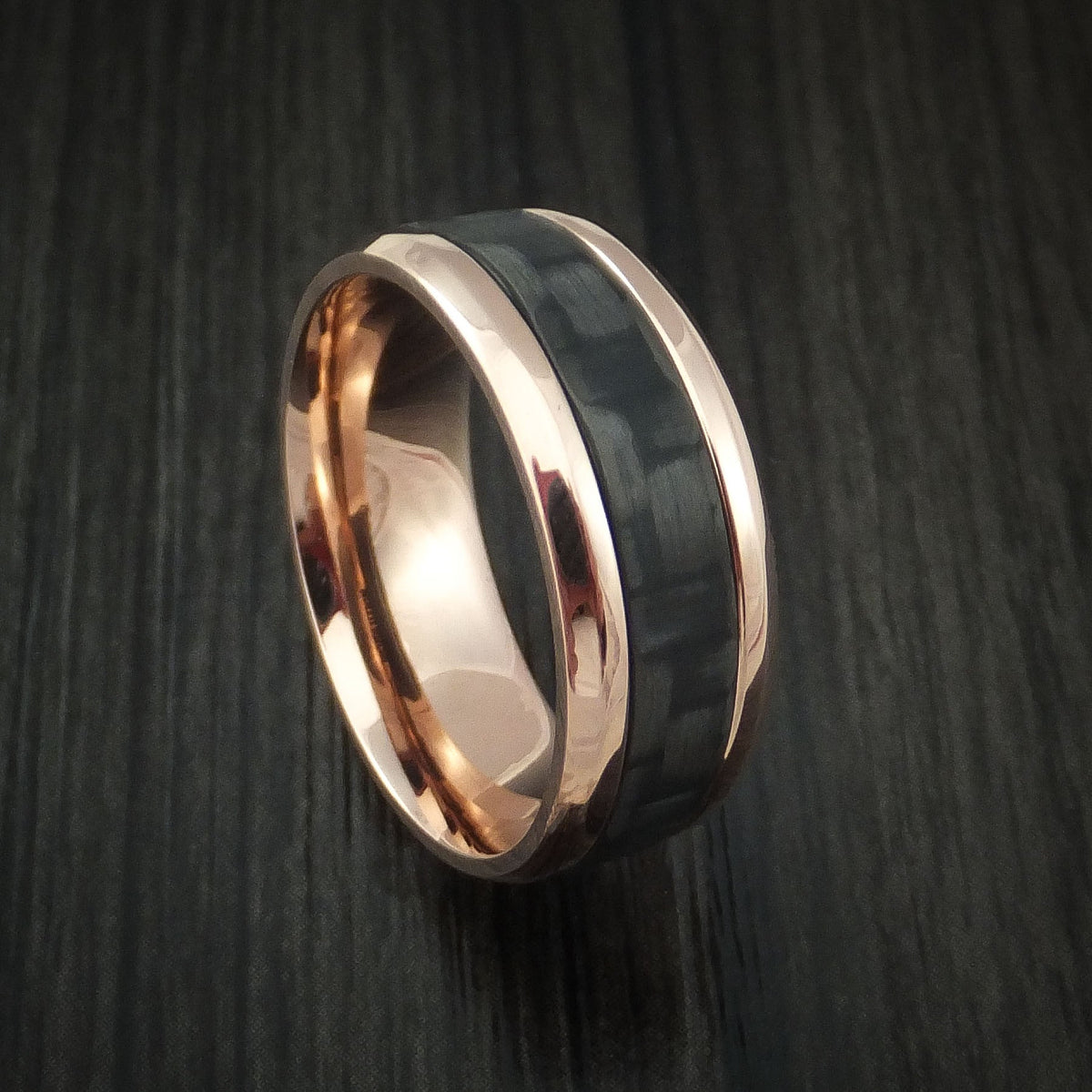 Forge XV - Rose Gold and Carbon Fiber Men's Wedding Ring Band - Nura Lab