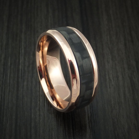Forge XV - Rose Gold and Carbon Fiber Men's Wedding Ring Band - Nura Lab