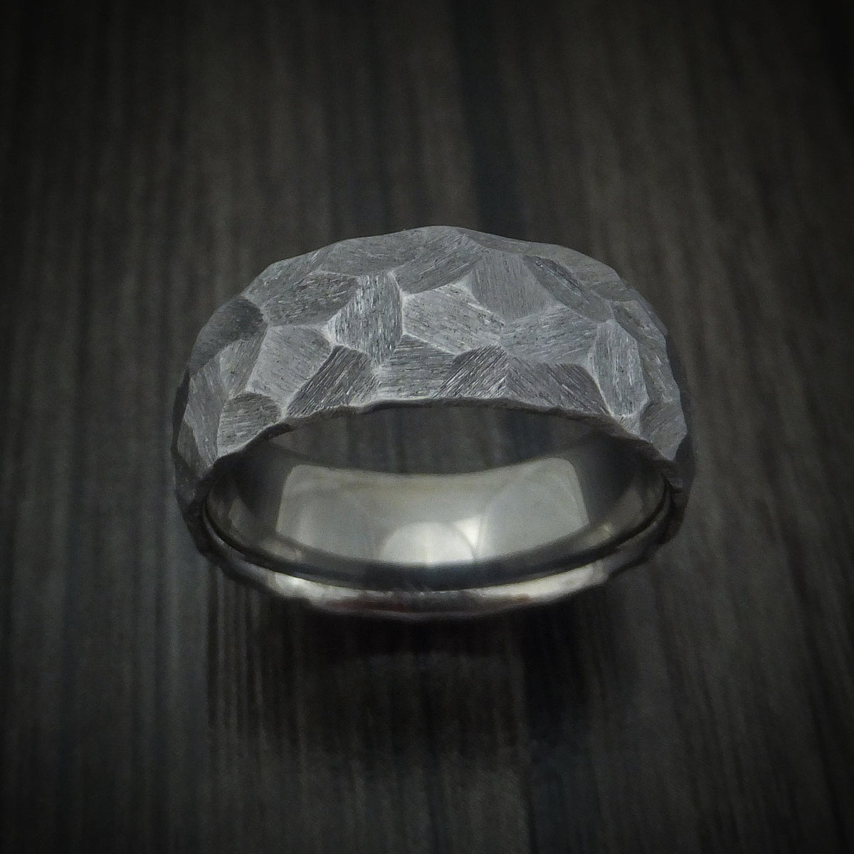Resolute XIII - Rock Hammered Tantalum Men's Wedding Ring - view 2 - Nura Lab