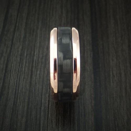 Forge XV - Rose Gold and Carbon Fiber Men's Wedding Ring Band - view 3 - Nura Lab