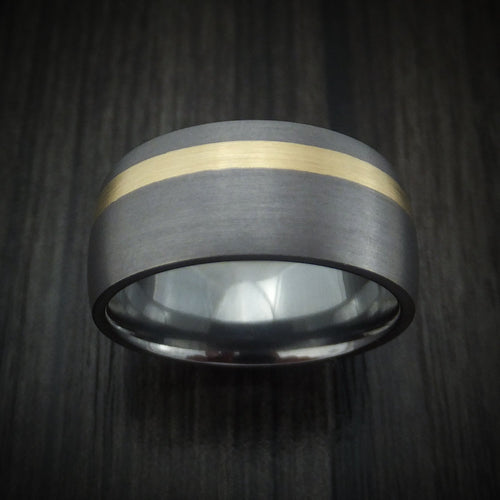 Nightfall XIV - Tantalum and 14K Gold Men's Wedding Ring Band - view 2 - Nura Lab