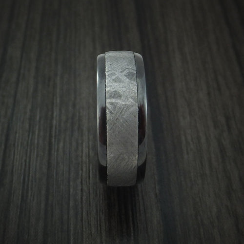 King Arthur XII - Black Zirconium Men's Wedding Ring with Gibeon Meteorite and Hardwood Sleeve Band - view 3 - Nura Lab