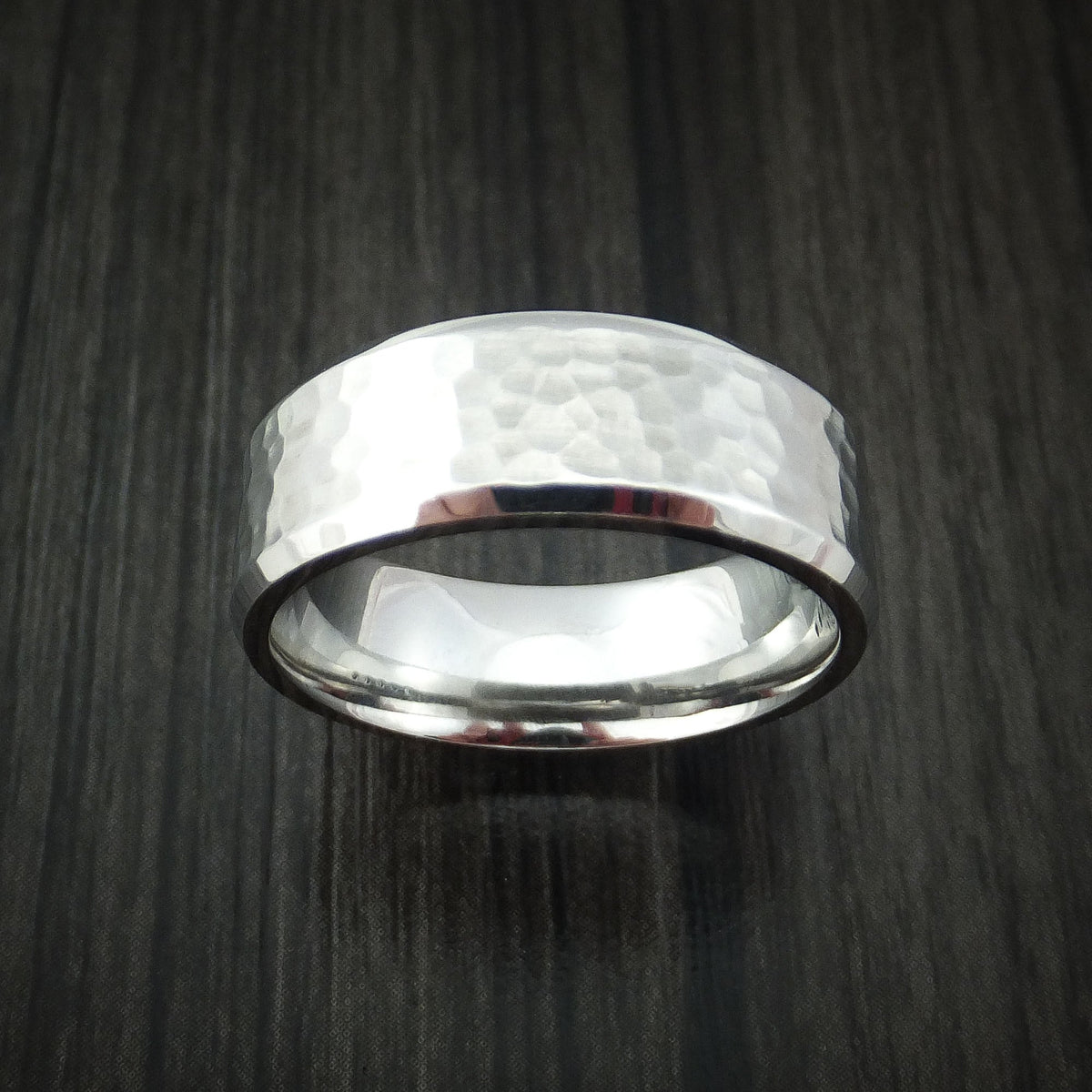 King Arthur XVIII - Cobalt Chrome Hammer Finish Wedding Ring Engagement Men's Ring - view 2 - Nura Lab