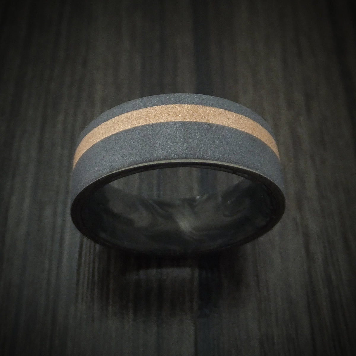 Harbour XIII - Tantalum Men's Wedding Ring with 18K Gold and Forged Carbon Fiber - view 2 - Nura Lab