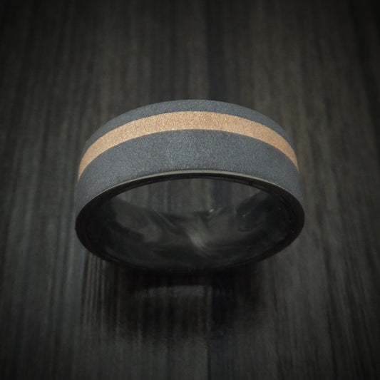 Harbour XIII - Tantalum Men's Wedding Ring with 18K Gold and Forged Carbon Fiber - view 2 - Nura Lab