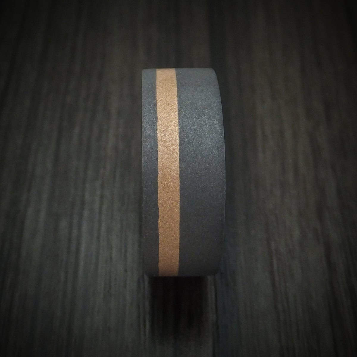 Harbour XIII - Tantalum Men's Wedding Ring with 18K Gold and Forged Carbon Fiber - view 3 - Nura Lab