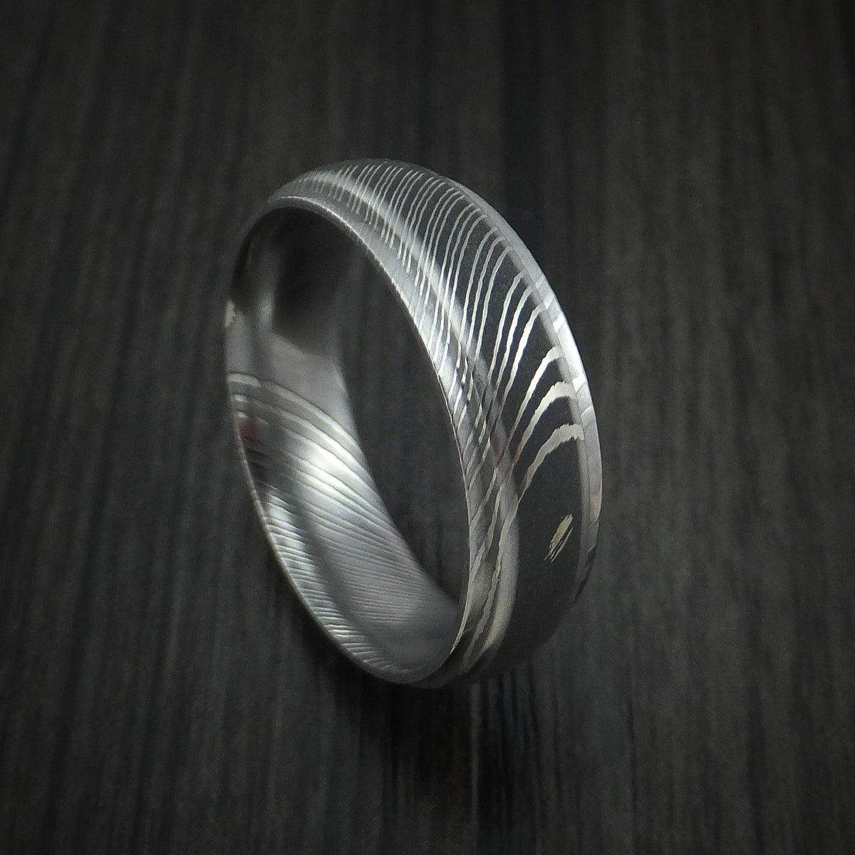 Hector X - Damascus Steel Men's Ring Wedding Ring Two Tone Finish Genuine Craftsmanship - Nura Lab