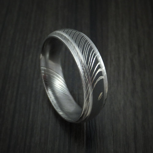 Hector X - Damascus Steel Men's Ring Wedding Ring Two Tone Finish Genuine Craftsmanship - Nura Lab
