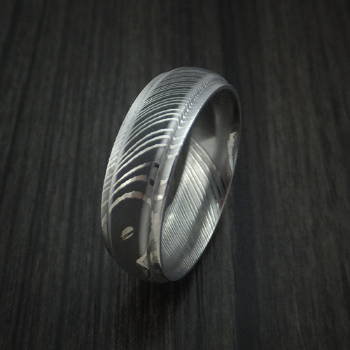 Hector X - Damascus Steel Men's Ring Wedding Ring Two Tone Finish Genuine Craftsmanship - view 4 - Nura Lab
