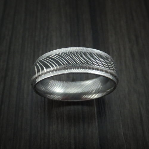 Hector X - Damascus Steel Men's Ring Wedding Ring Two Tone Finish Genuine Craftsmanship - view 2 - Nura Lab