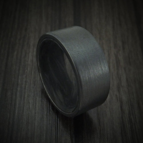 Iron XIV - Black Zirconium Men's Wedding Ring with Forged Carbon Fiber Sleeve - Nura Lab