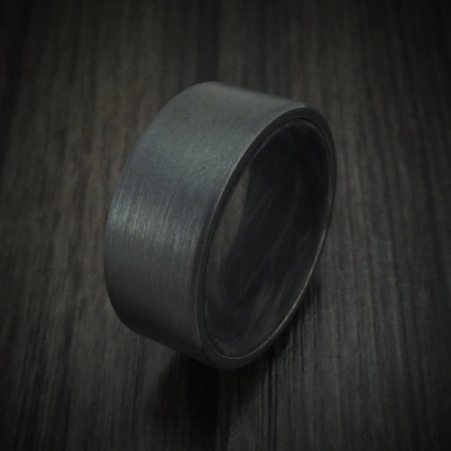 Iron XIV - Black Zirconium Men's Wedding Ring with Forged Carbon Fiber Sleeve - view 4 - Nura Lab