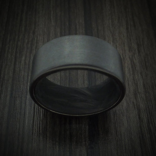 Iron XIV - Black Zirconium Men's Wedding Ring with Forged Carbon Fiber Sleeve - view 2 - Nura Lab