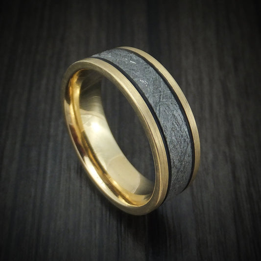 Ash XVII - Yellow Gold and Meteorite Men's Wedding Ring - Nura Lab