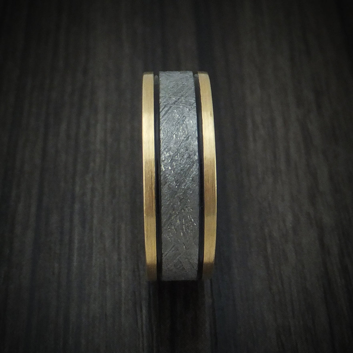 Ash XVII - Yellow Gold and Meteorite Men's Wedding Ring - view 3 - Nura Lab