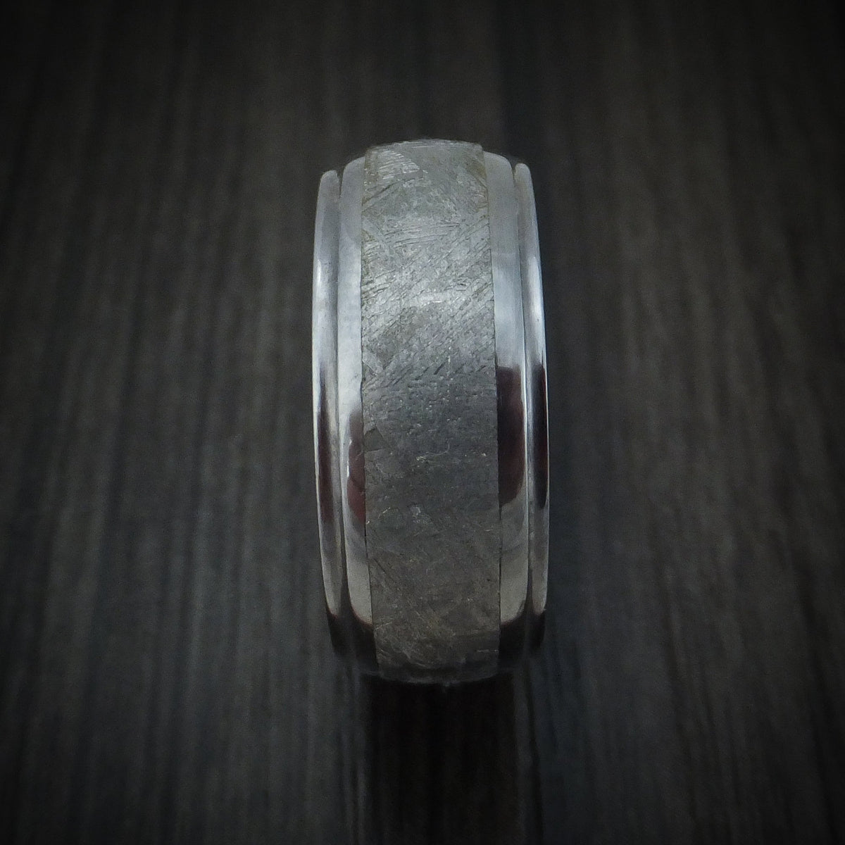Canyon XIV - Tantalum and Meteorite Men's Wedding Ring - view 3 - Nura Lab